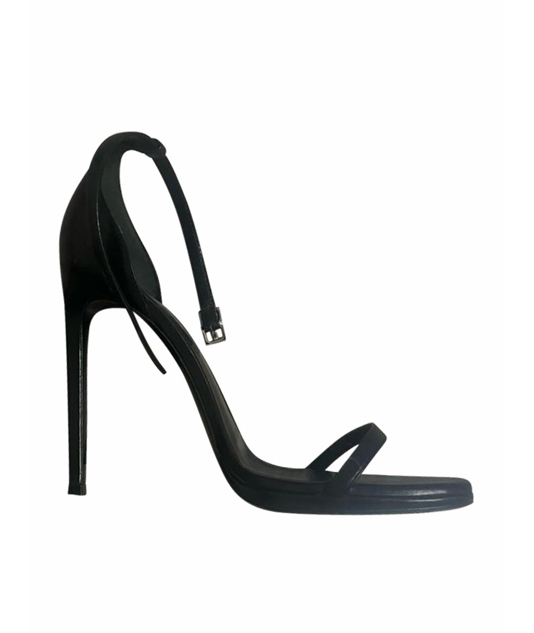 SAINT LAURENT Черные кожаные босоножки, фото 5