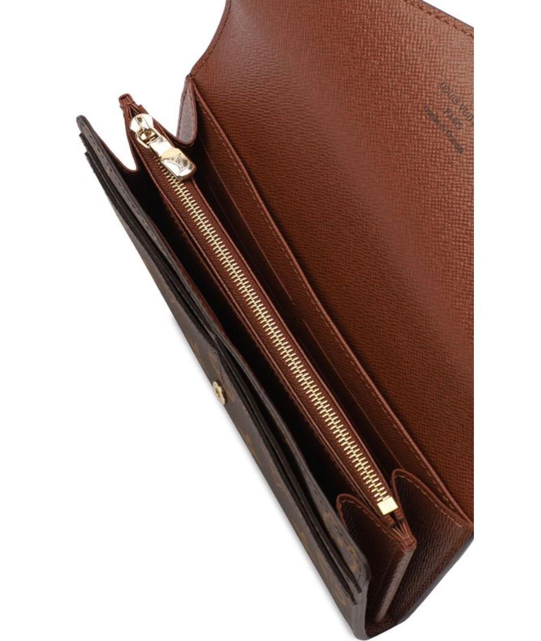 LOUIS VUITTON Коричневый кожаный кошелек, фото 3