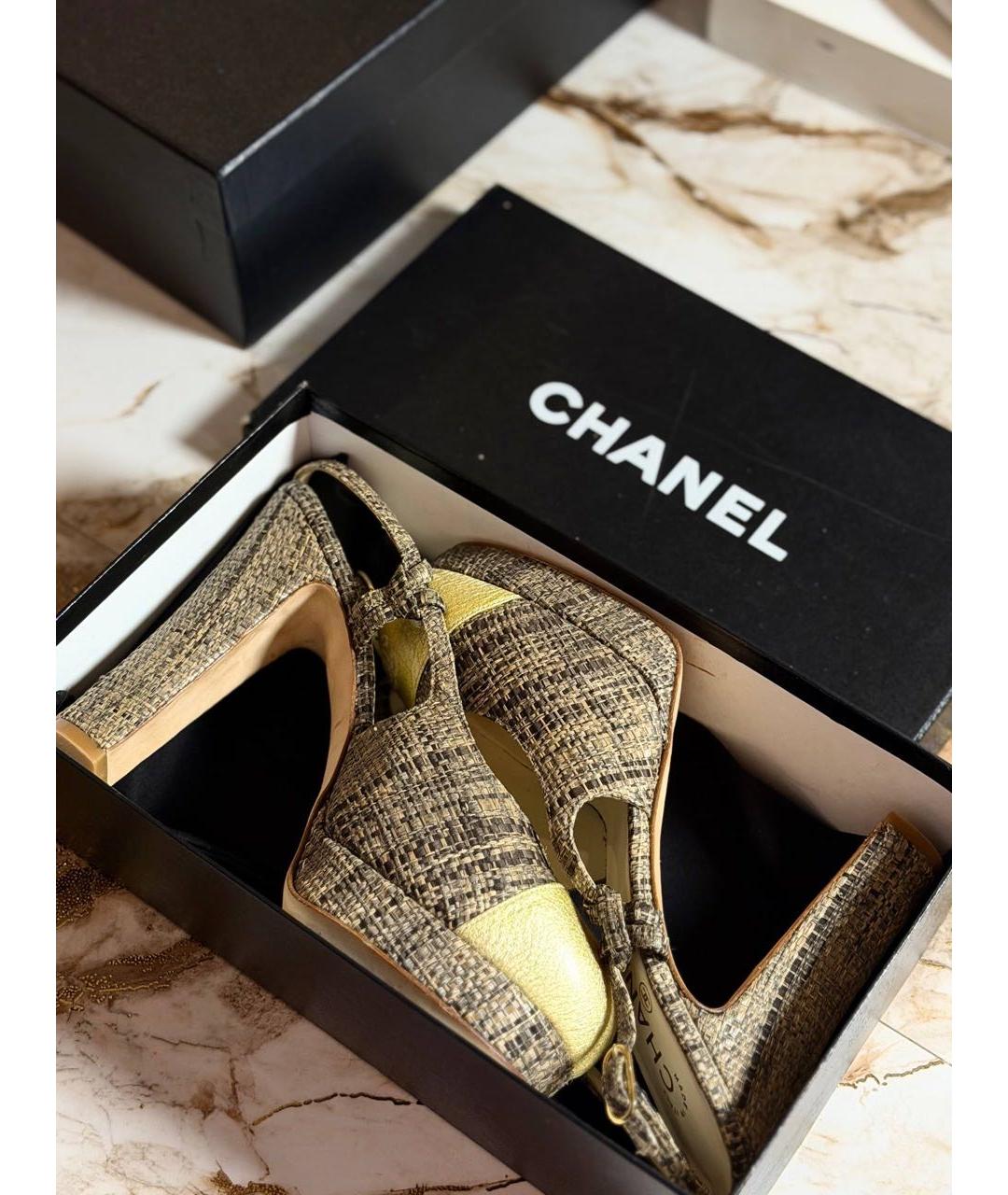 CHANEL Горчичные кожаные туфли, фото 5