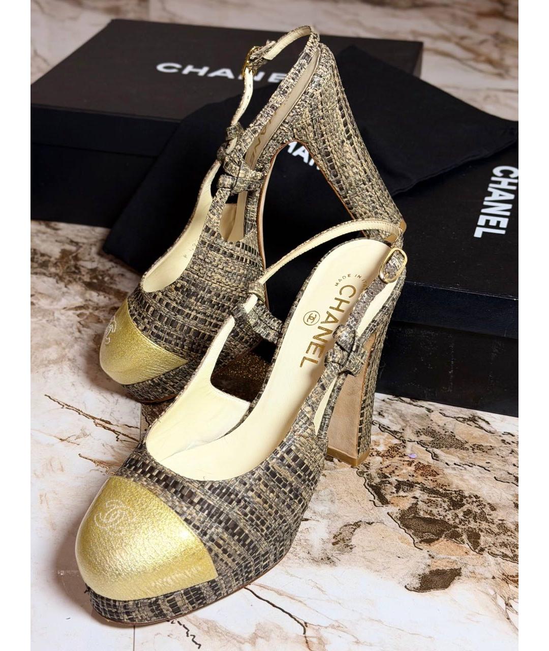 CHANEL Горчичные кожаные туфли, фото 4