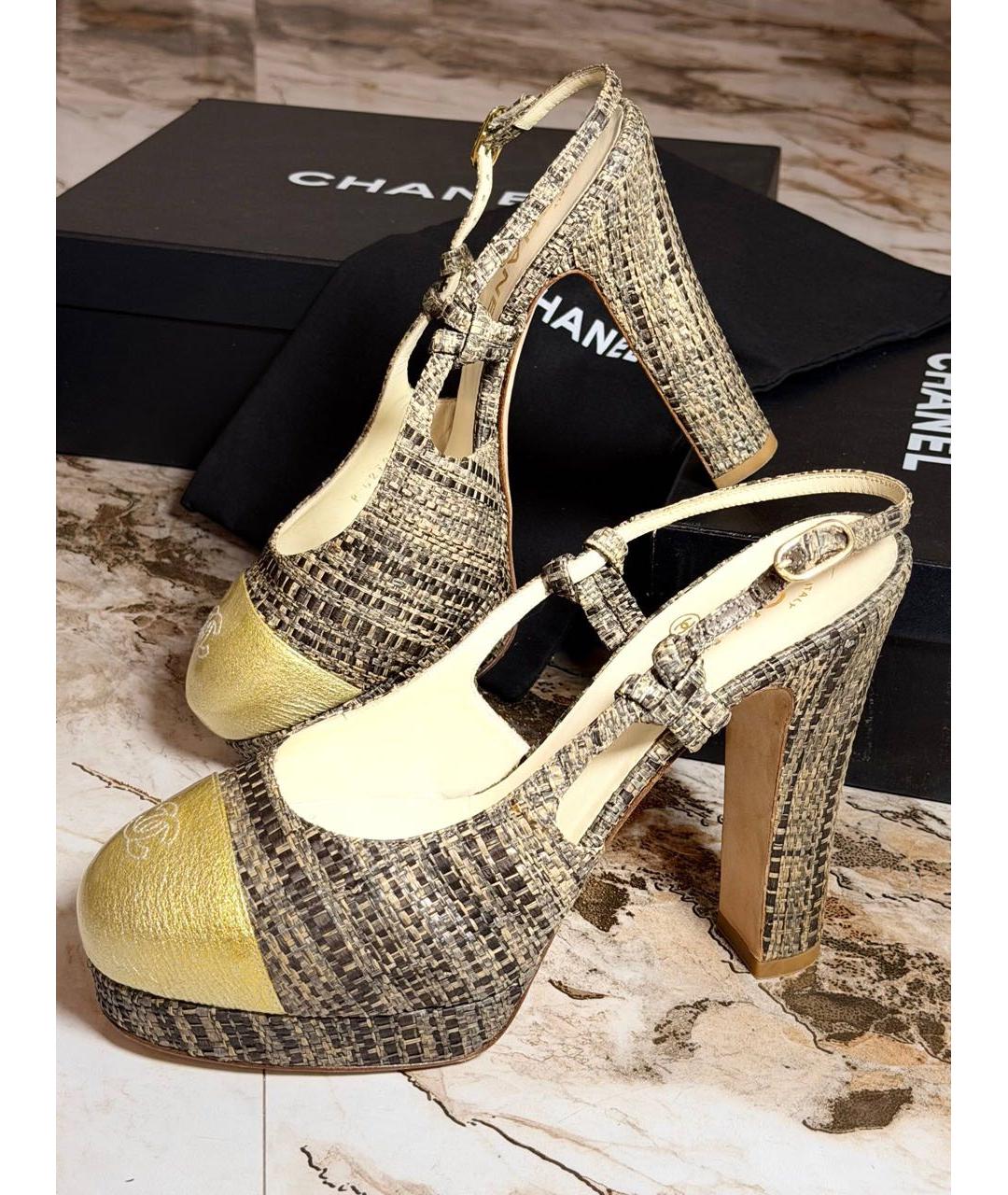 CHANEL Горчичные кожаные туфли, фото 6