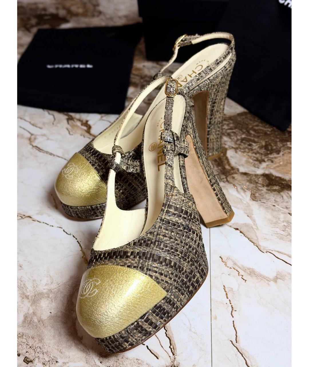 CHANEL Горчичные кожаные туфли, фото 3