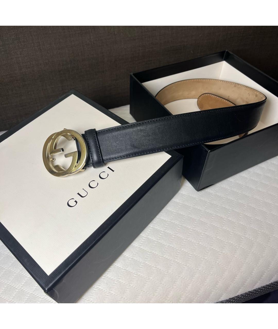 GUCCI Антрацитовый кожаный ремень, фото 4