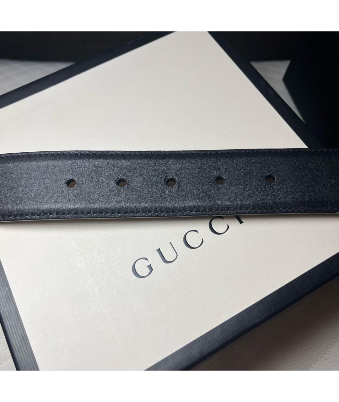 GUCCI Антрацитовый кожаный ремень, фото 5