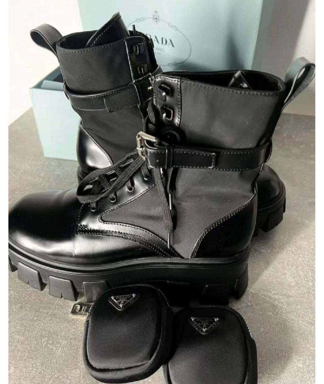PRADA Черные кожаные ботинки, фото 5