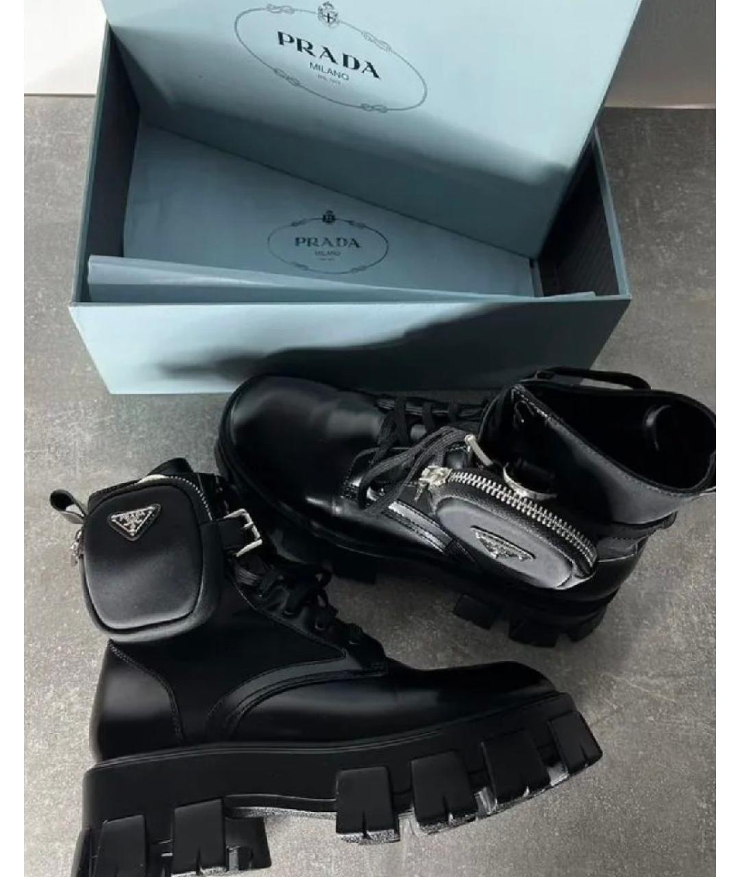 PRADA Черные кожаные ботинки, фото 3