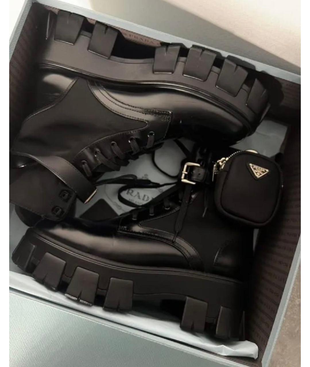 PRADA Черные кожаные ботинки, фото 2