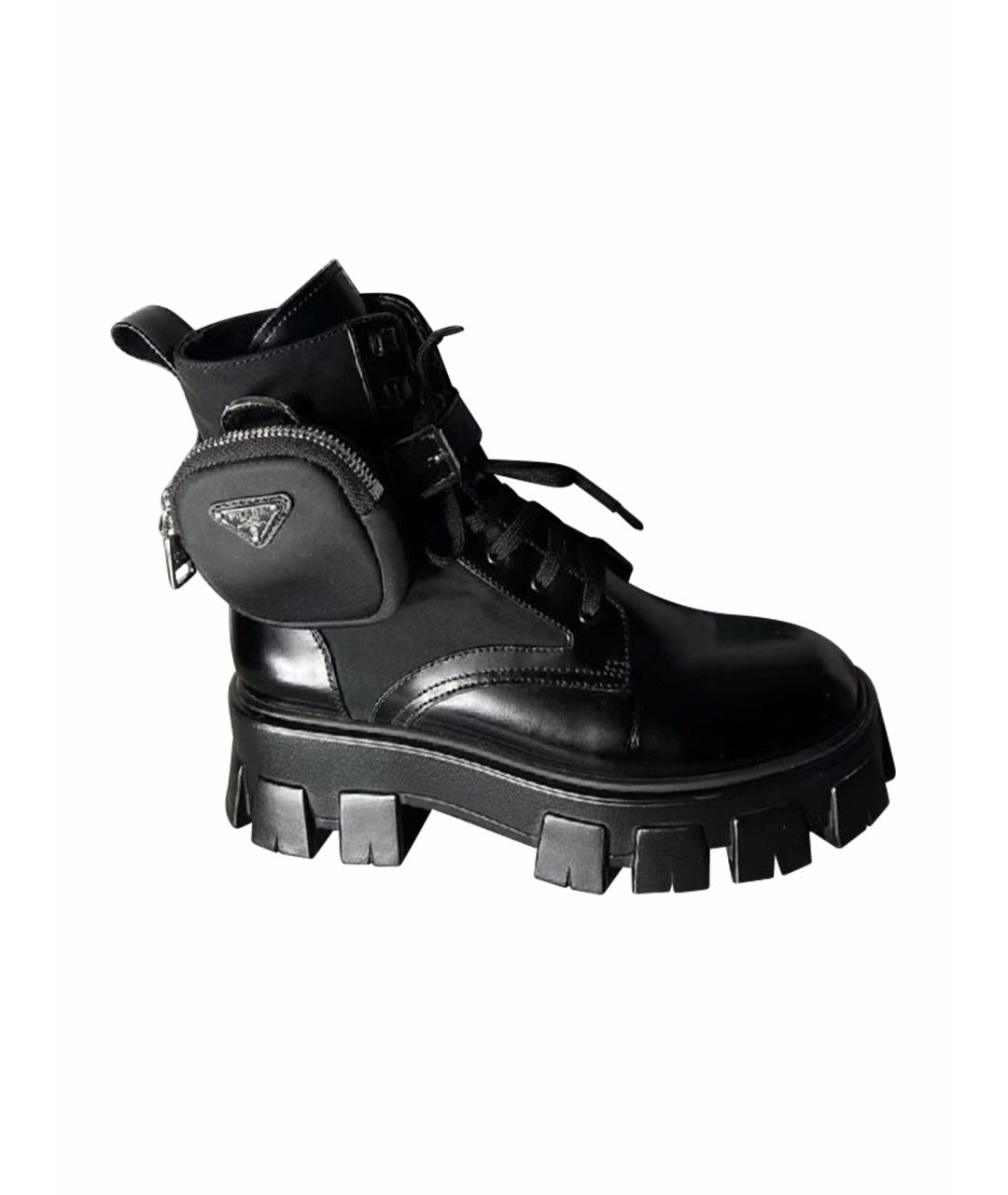 PRADA Черные кожаные ботинки, фото 1