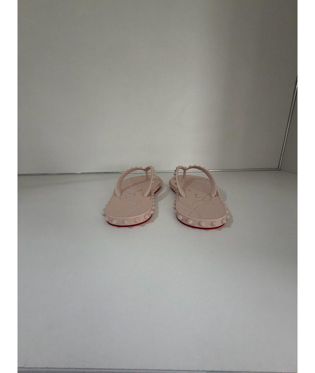 CHRISTIAN LOUBOUTIN Бежевые резиновые шлепанцы, фото 4