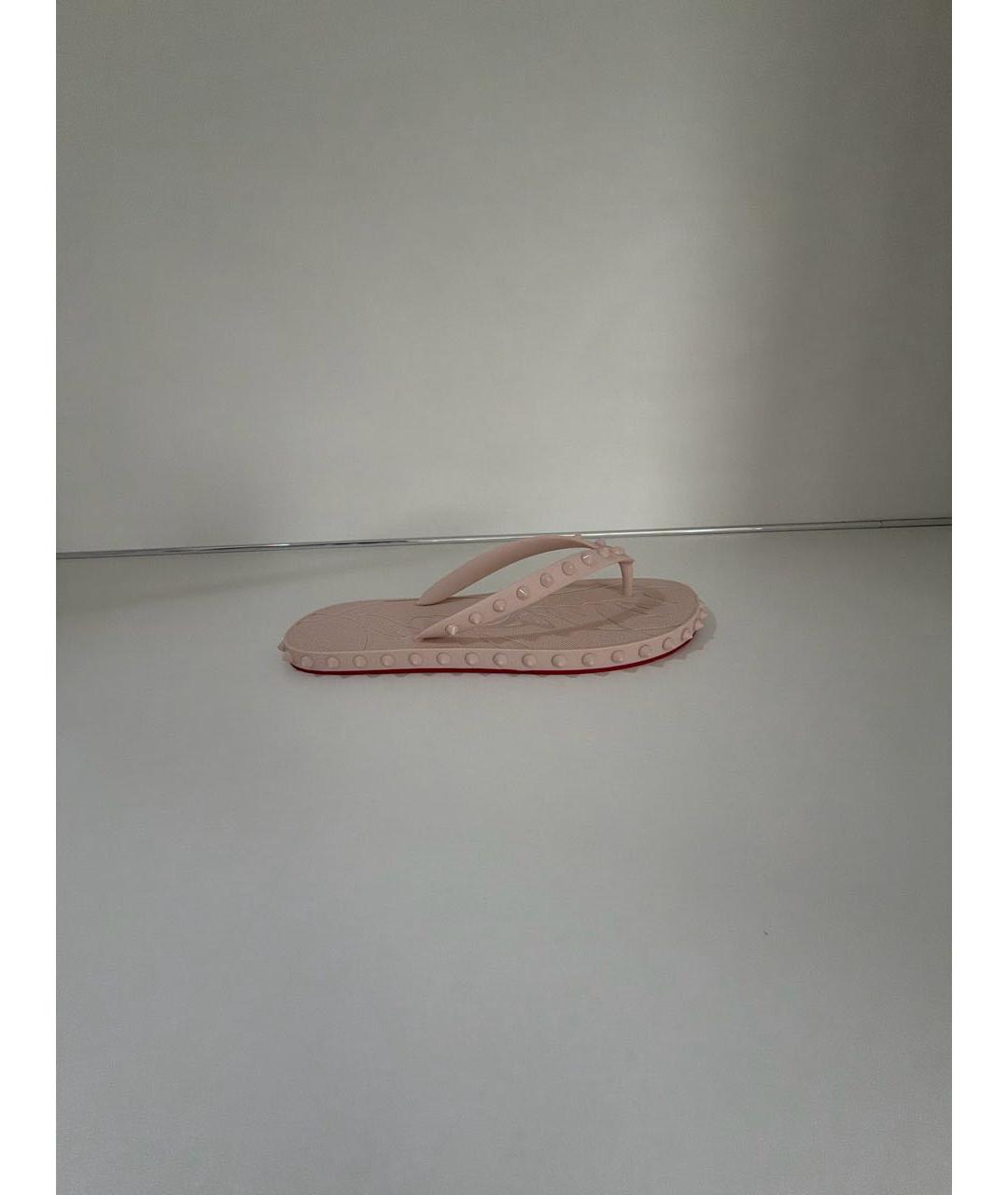 CHRISTIAN LOUBOUTIN Бежевые резиновые шлепанцы, фото 7