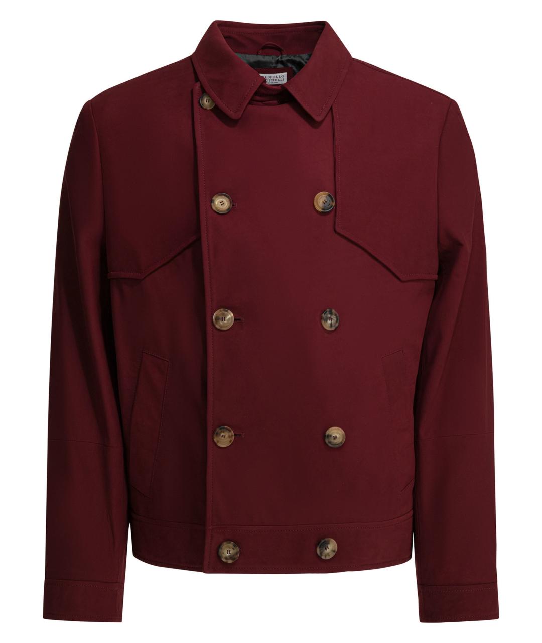 BRUNELLO CUCINELLI Бордовая кожаная куртка, фото 1