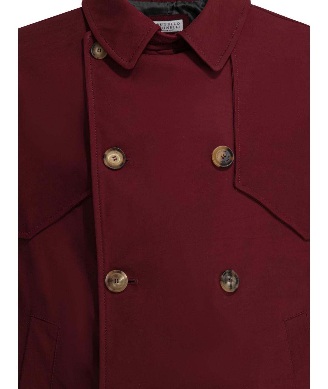 BRUNELLO CUCINELLI Бордовая кожаная куртка, фото 3