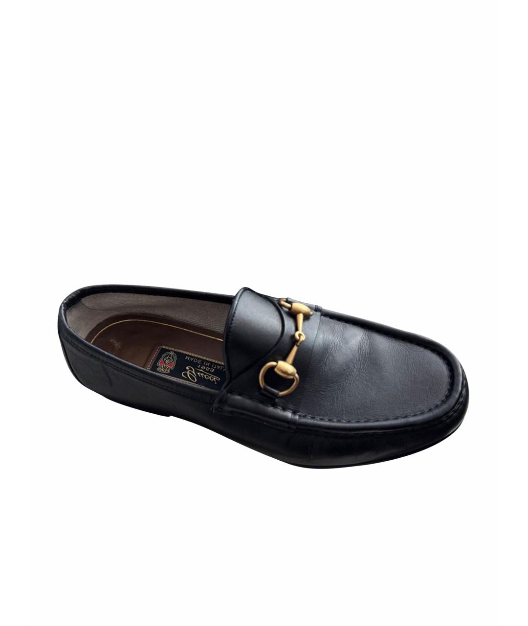GUCCI Черные кожаные лоферы, фото 1