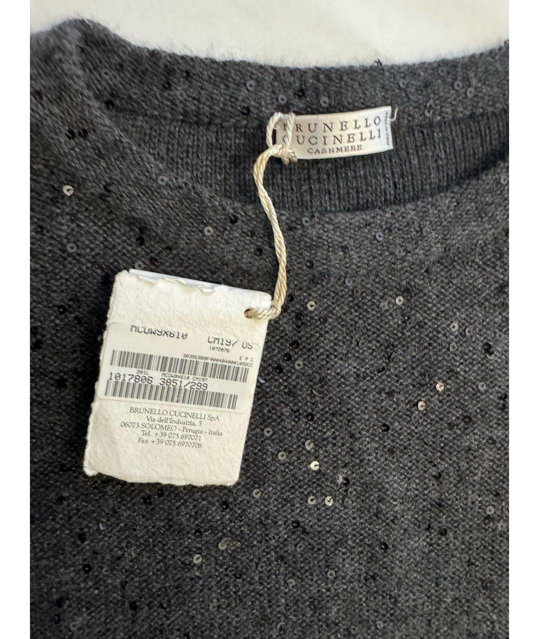 BRUNELLO CUCINELLI Антрацитовое кашемировое повседневное платье, фото 3