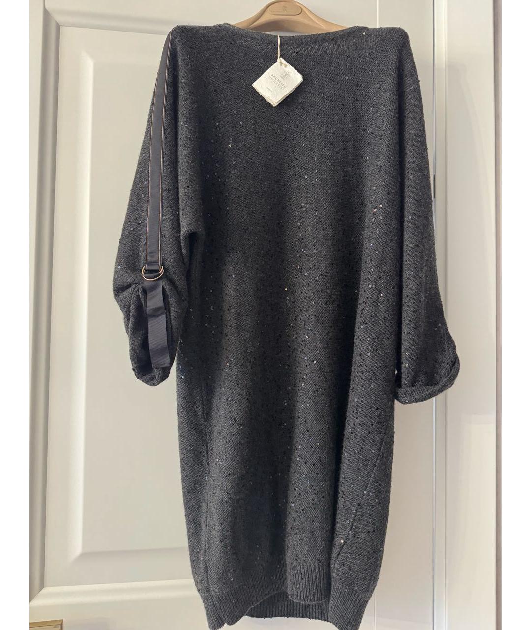 BRUNELLO CUCINELLI Антрацитовое кашемировое повседневное платье, фото 4