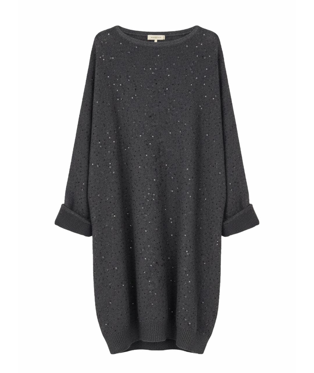 BRUNELLO CUCINELLI Антрацитовое кашемировое повседневное платье, фото 1