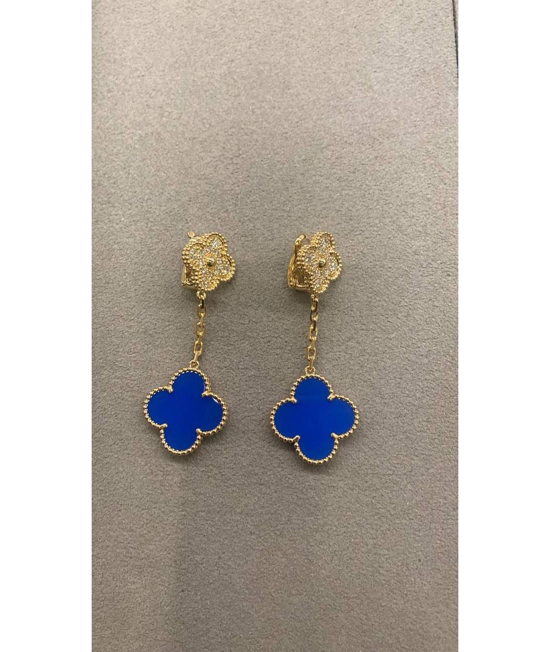 VAN CLEEF & ARPELS Синие серьги из желтого золота, фото 2