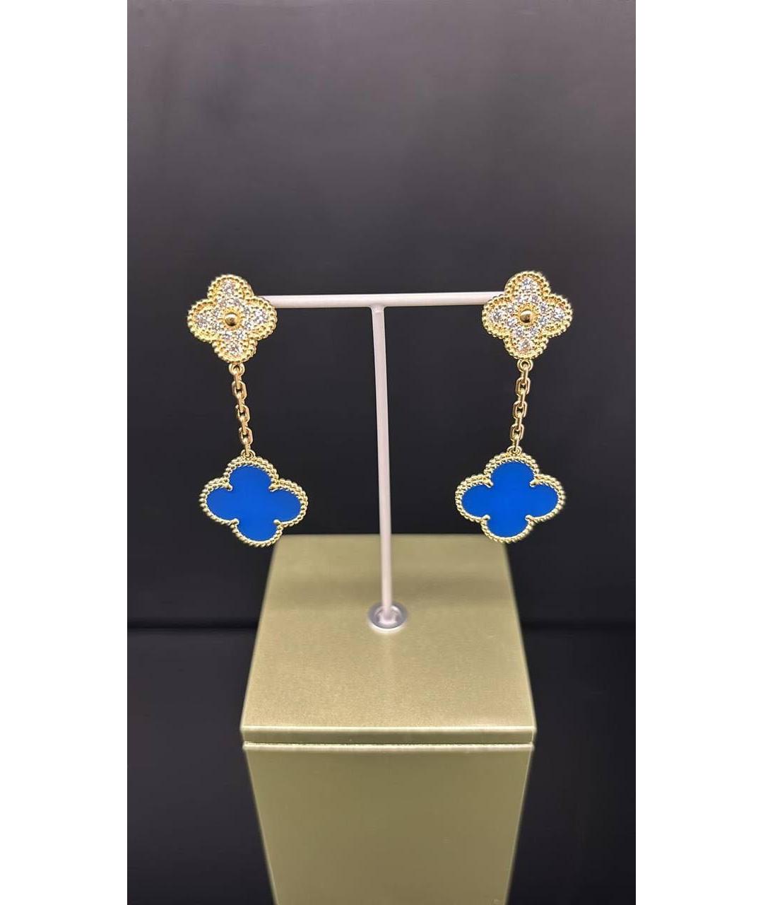 VAN CLEEF & ARPELS Синие серьги из желтого золота, фото 3