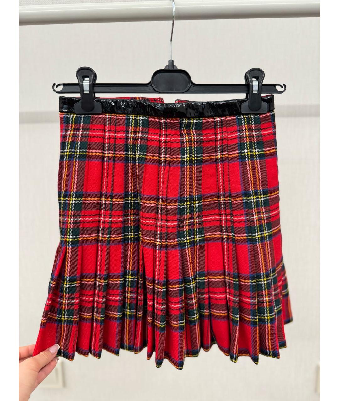 DSQUARED2 Красная шерстяная юбка мини, фото 4