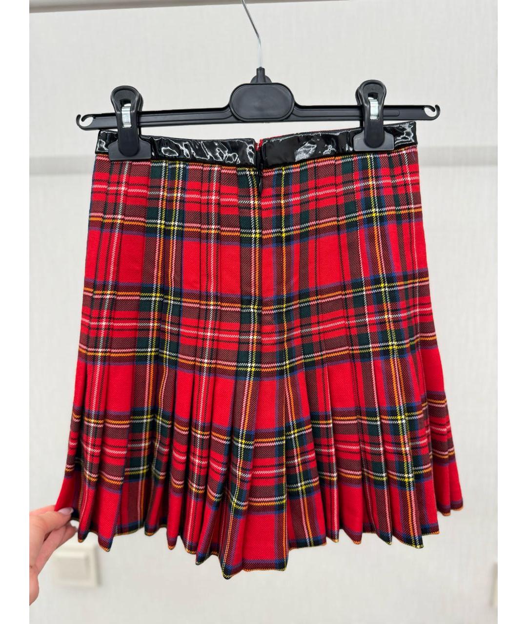 DSQUARED2 Красная шерстяная юбка мини, фото 2
