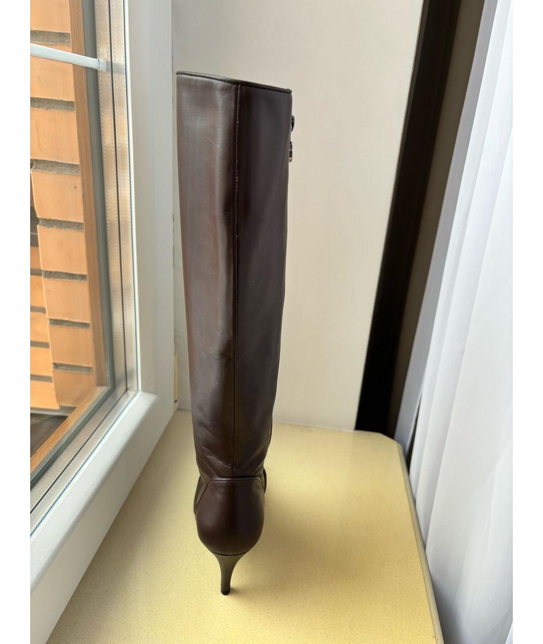 FERRAGAMO Коричневые кожаные сапоги, фото 4