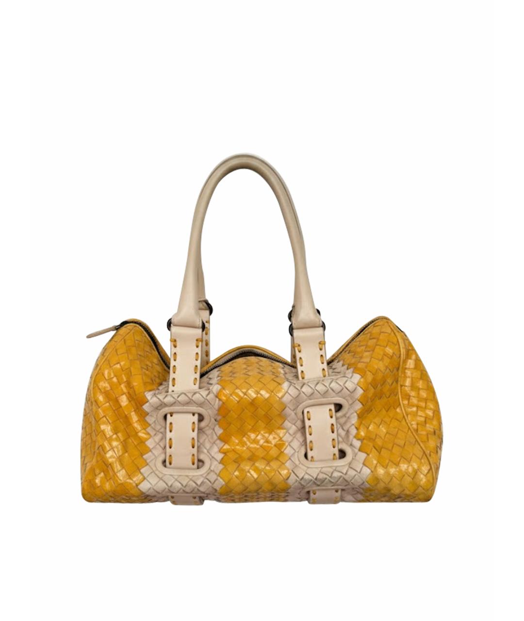 BOTTEGA VENETA Желтая кожаная сумка с короткими ручками, фото 1