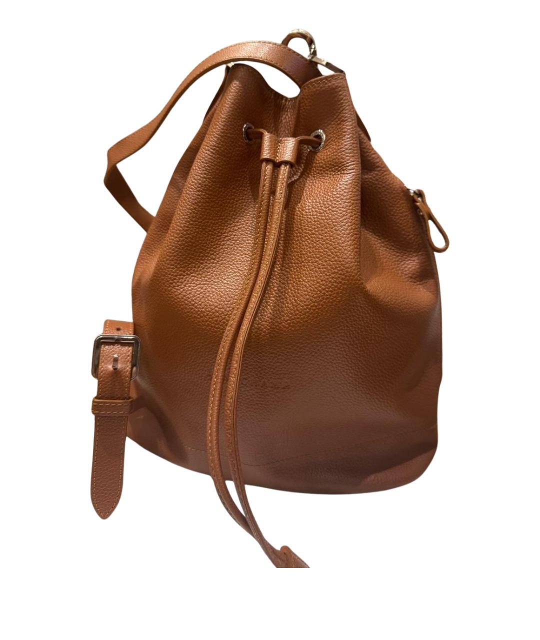 LONGCHAMP Коричневая кожаная сумка тоут, фото 1