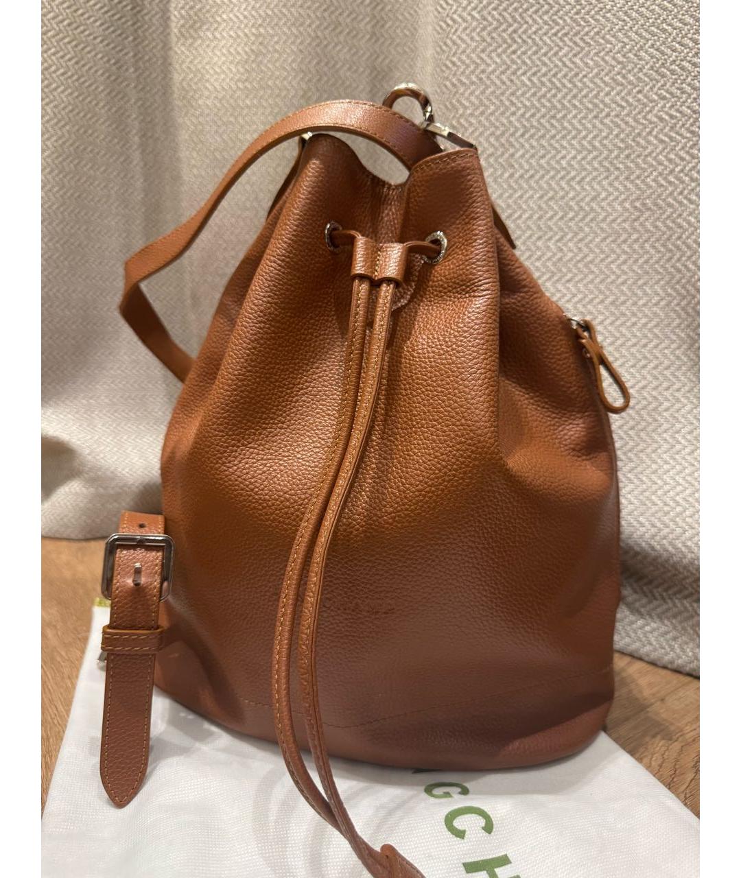 LONGCHAMP Коричневая кожаная сумка тоут, фото 4