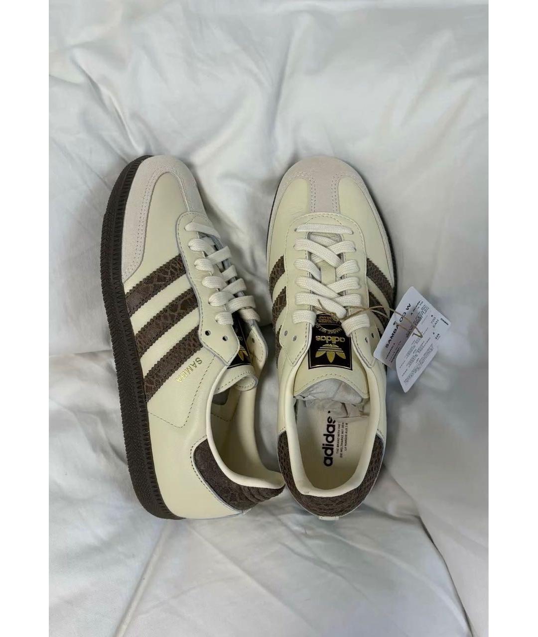 ADIDAS Бежевые кожаные кеды, фото 3