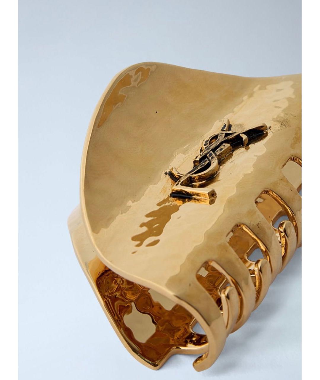 SAINT LAURENT Золотая заколка, фото 2