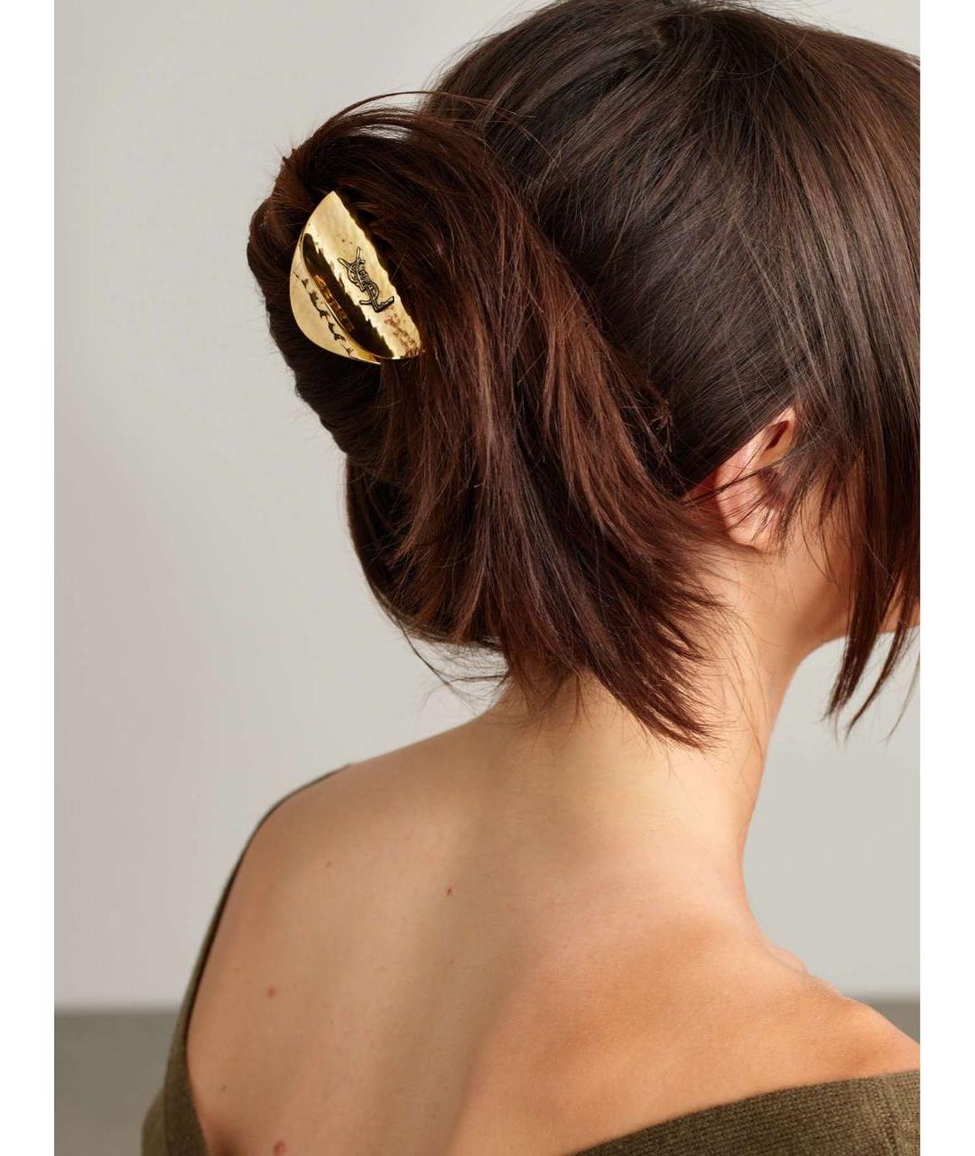 SAINT LAURENT Золотая заколка, фото 3