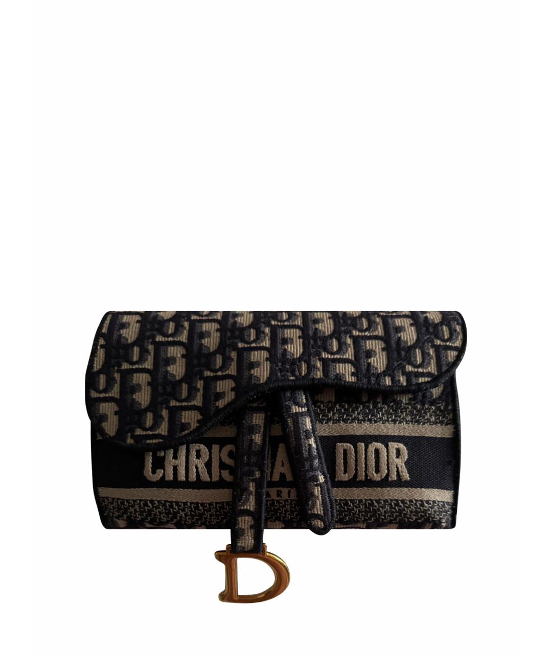 CHRISTIAN DIOR Темно-синяя жаккардовая сумка с короткими ручками, фото 5