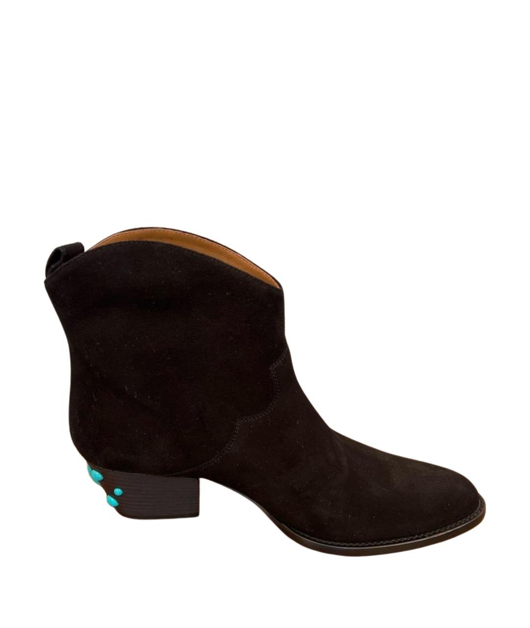 AQUAZZURA Черные замшевые полусапоги, фото 1