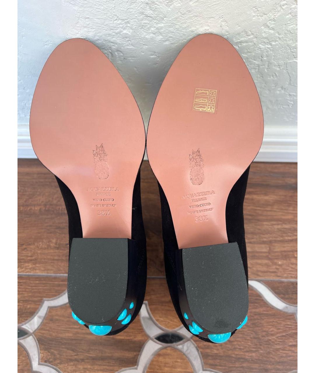 AQUAZZURA Черные замшевые полусапоги, фото 5