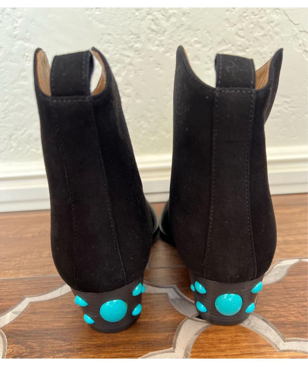 AQUAZZURA Черные замшевые полусапоги, фото 4