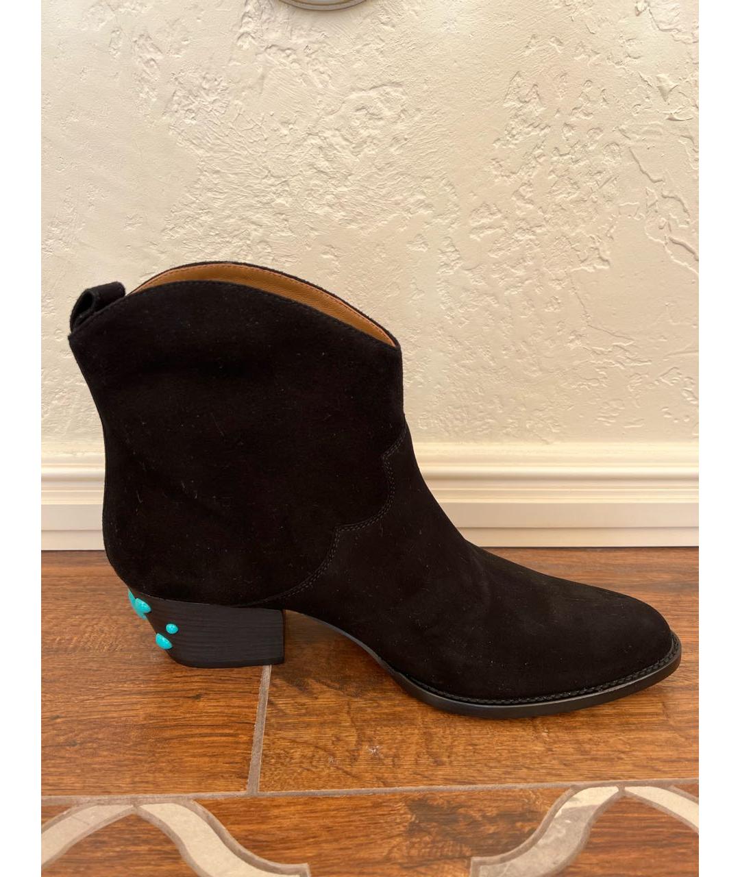 AQUAZZURA Черные замшевые полусапоги, фото 9