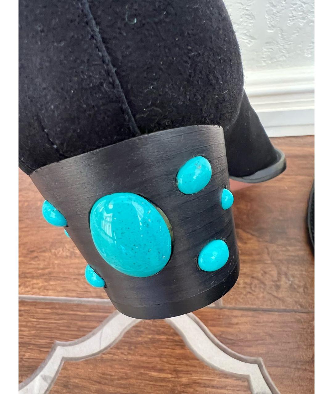 AQUAZZURA Черные замшевые полусапоги, фото 8