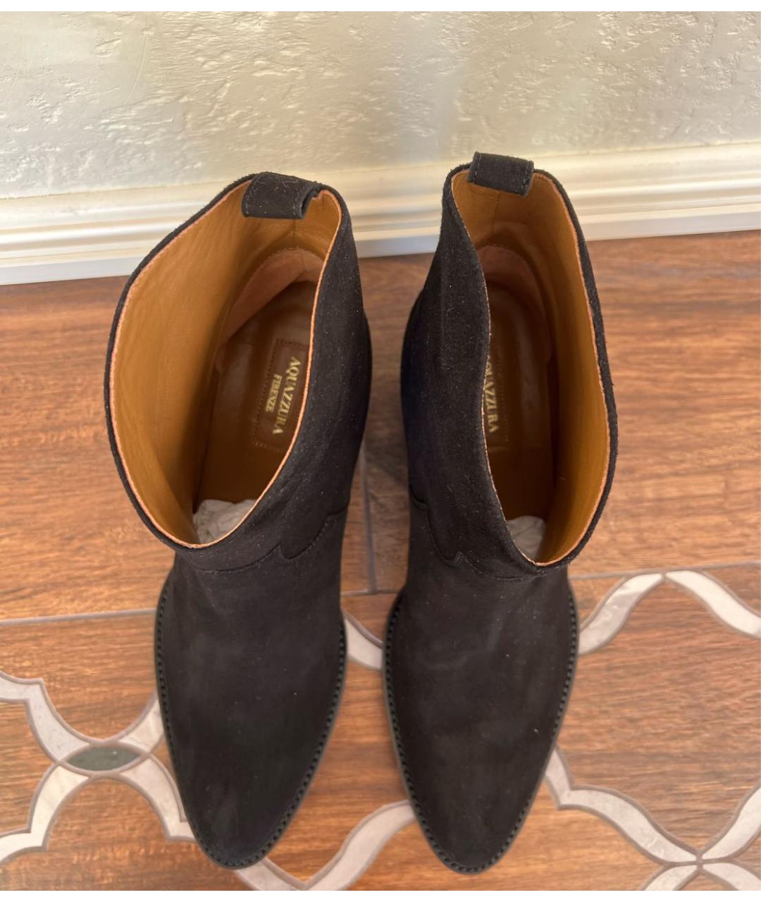 AQUAZZURA Черные замшевые полусапоги, фото 3