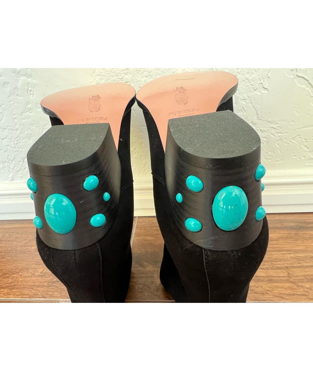 AQUAZZURA Черные замшевые полусапоги, фото 7