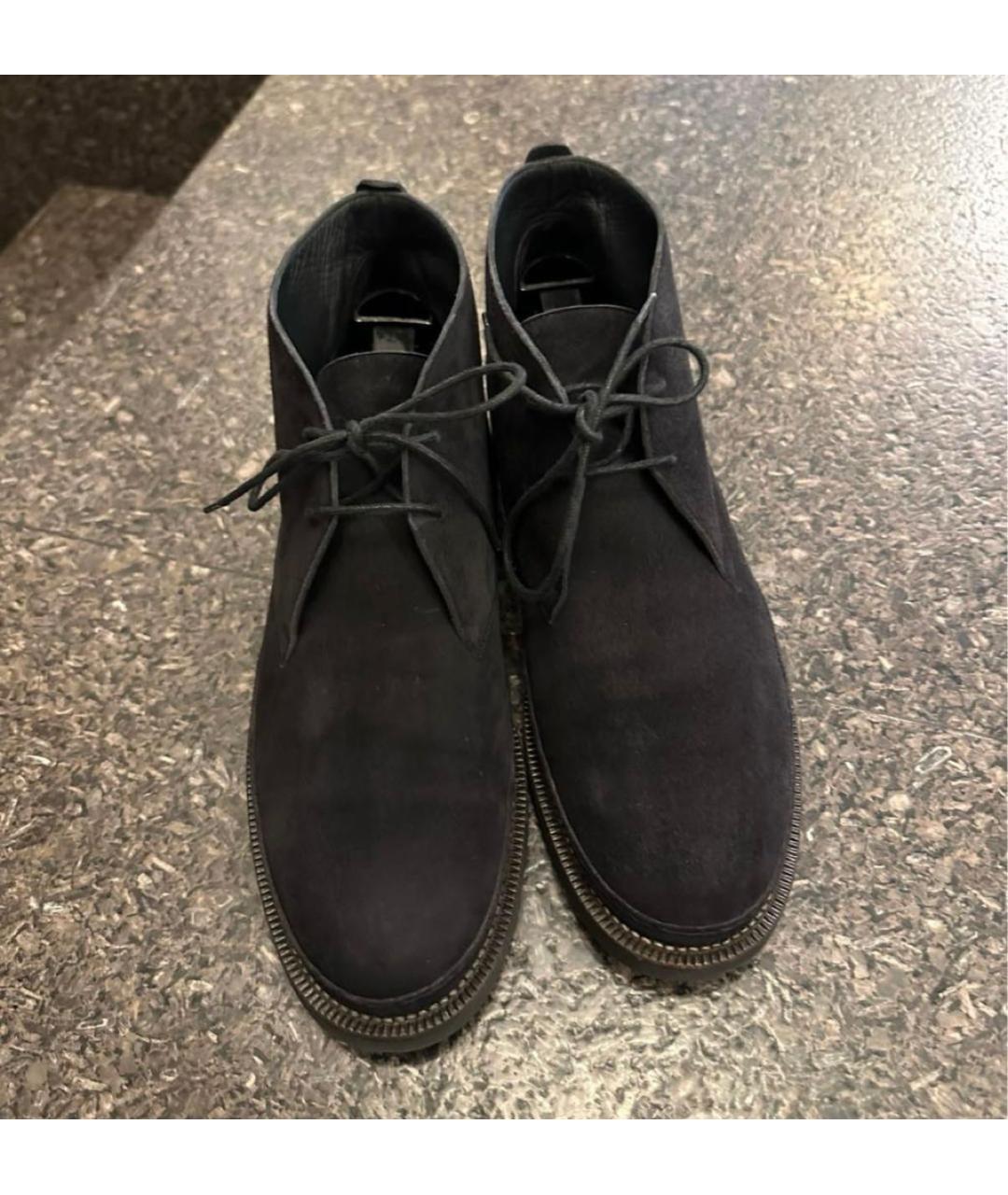 LORO PIANA Черные замшевые ботинки, фото 2