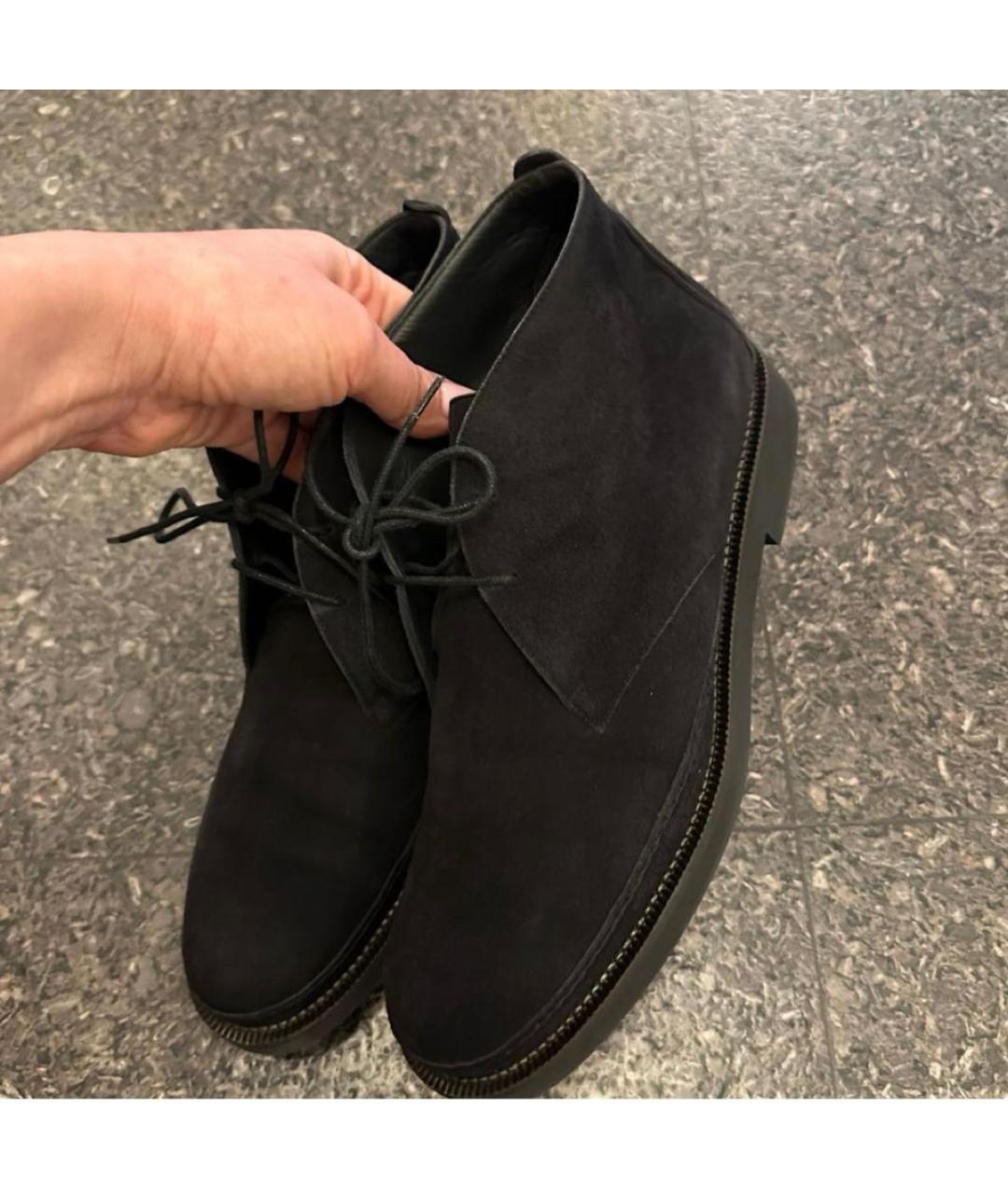 LORO PIANA Черные замшевые ботинки, фото 3