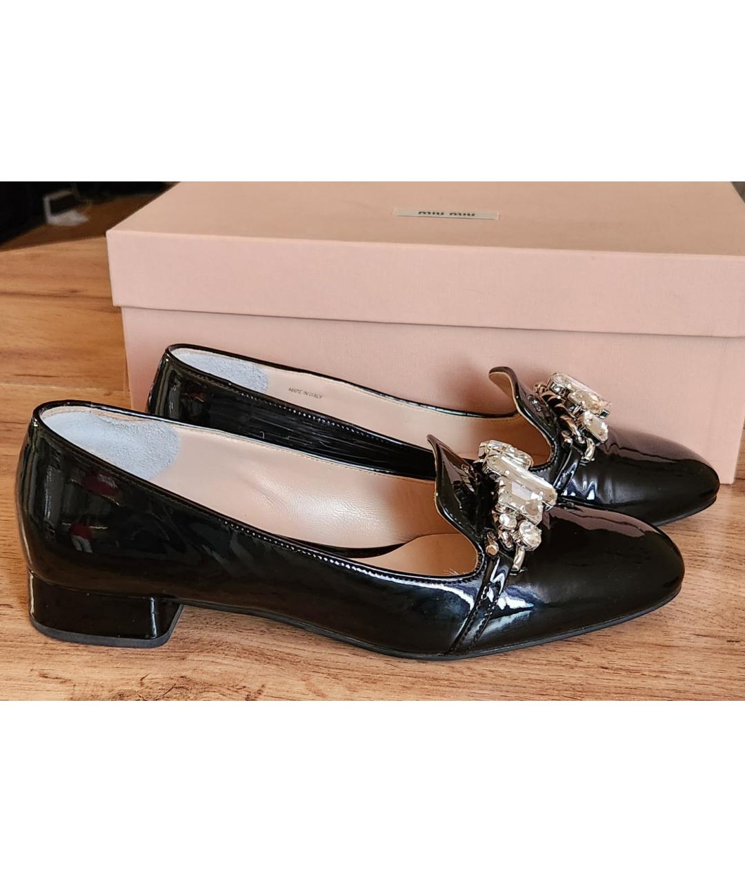 MIU MIU Черные лоферы из лакированной кожи, фото 7