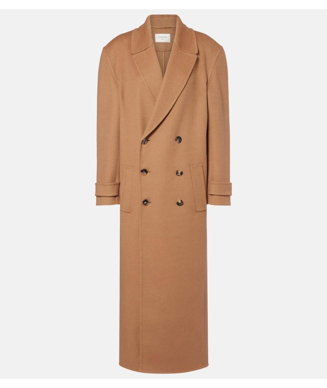 SAINT LAURENT Бежевое кашемировое пальто, фото 8