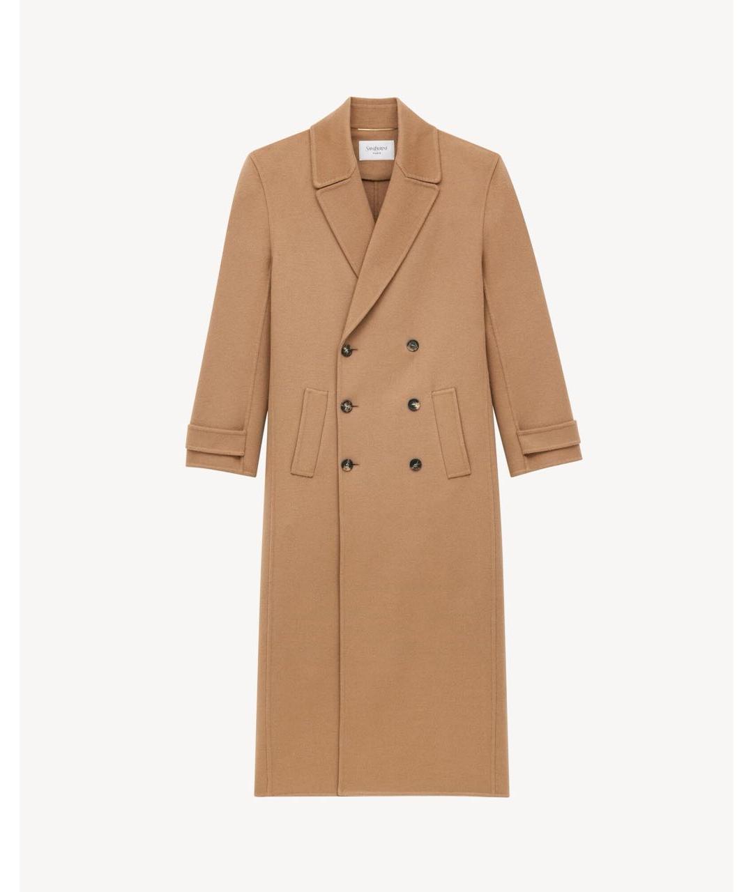SAINT LAURENT Бежевое кашемировое пальто, фото 6