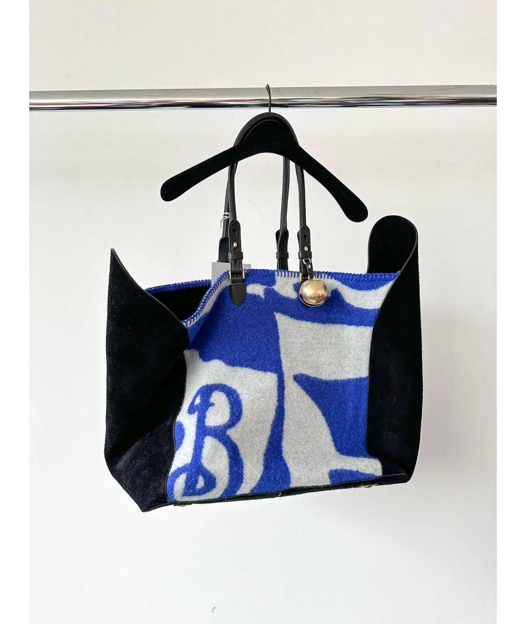 BURBERRY Синяя кожаная сумка тоут, фото 7