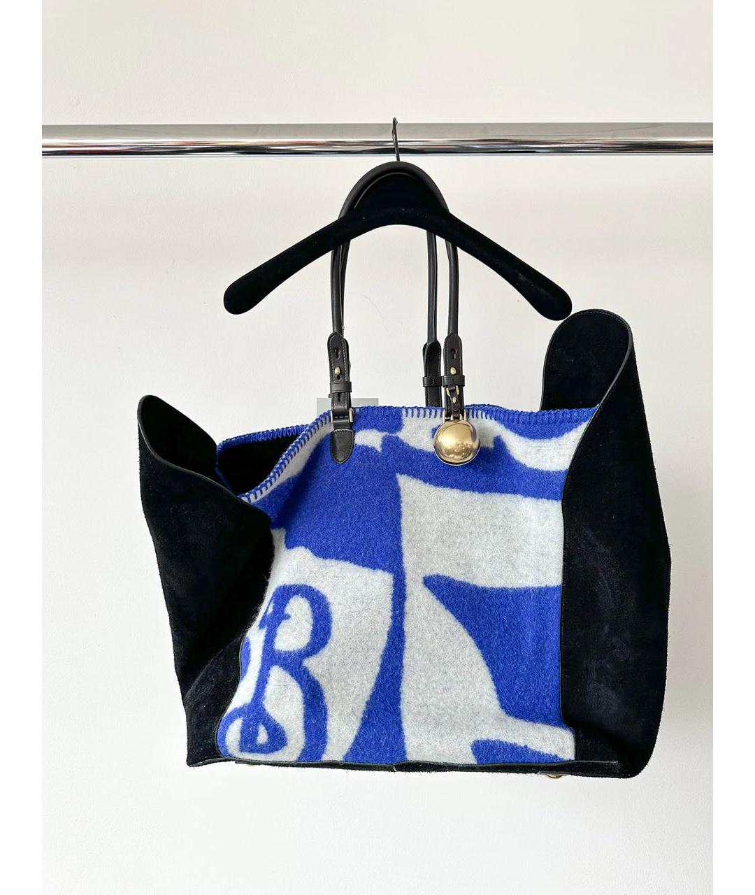 BURBERRY Синяя кожаная сумка тоут, фото 6