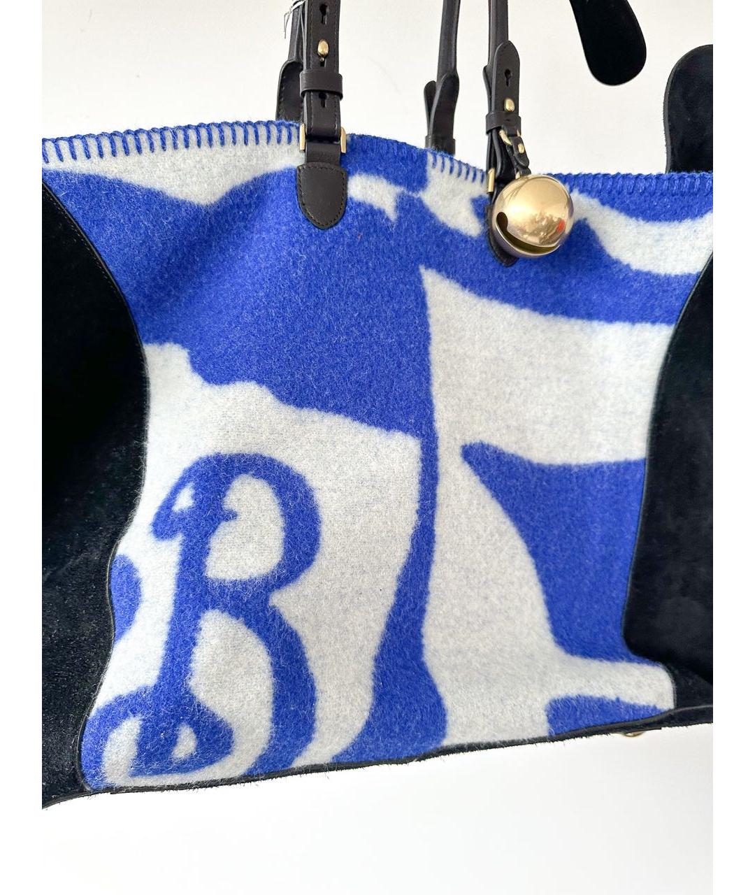 BURBERRY Синяя кожаная сумка тоут, фото 5