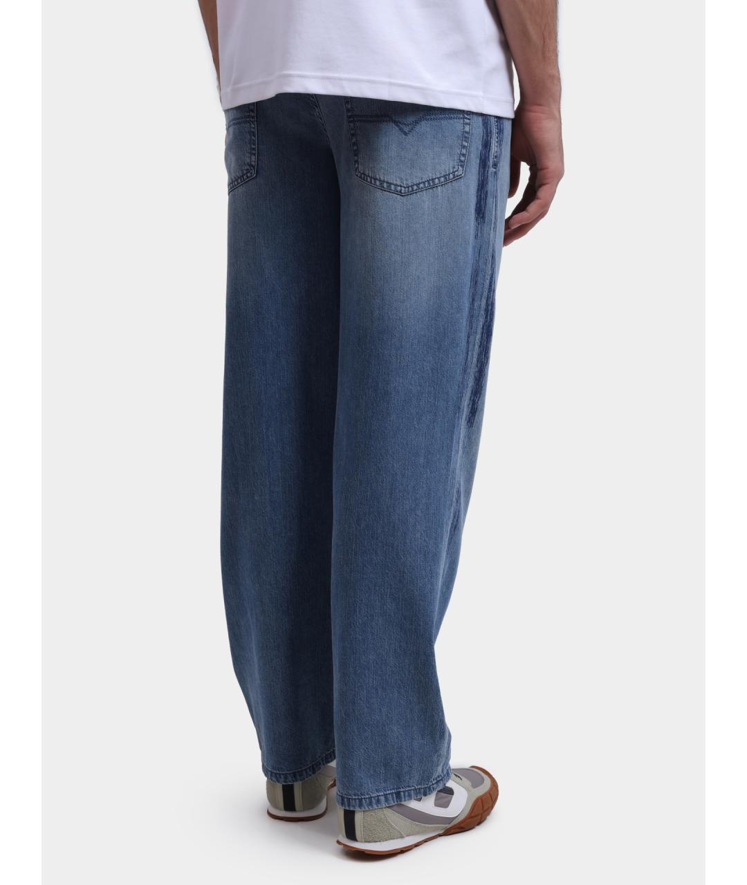 DIESEL Голубые хлопковые прямые джинсы, фото 4