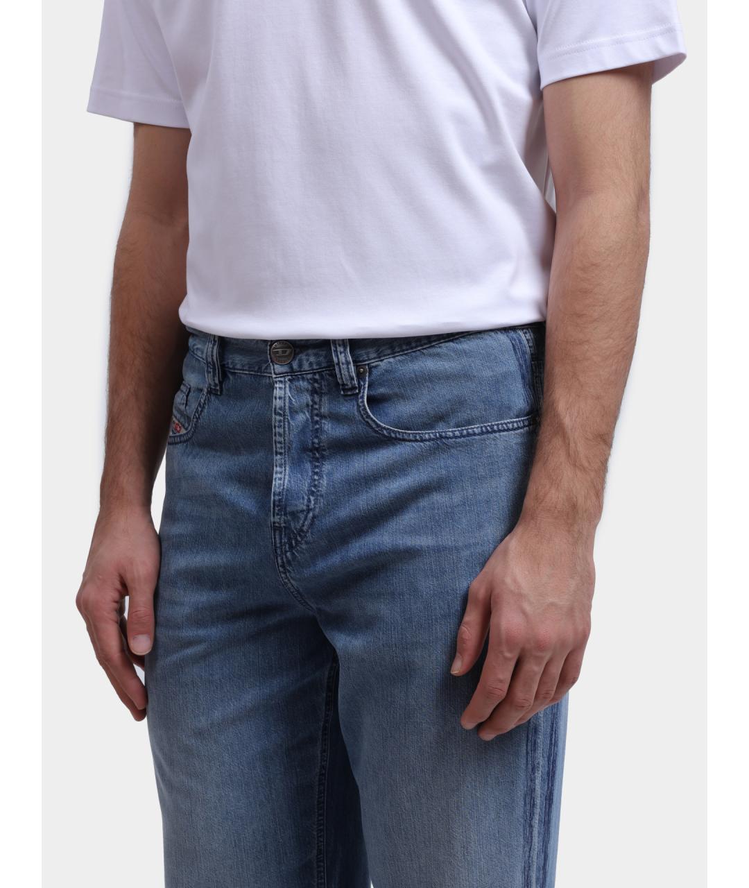DIESEL Голубые хлопковые прямые джинсы, фото 3
