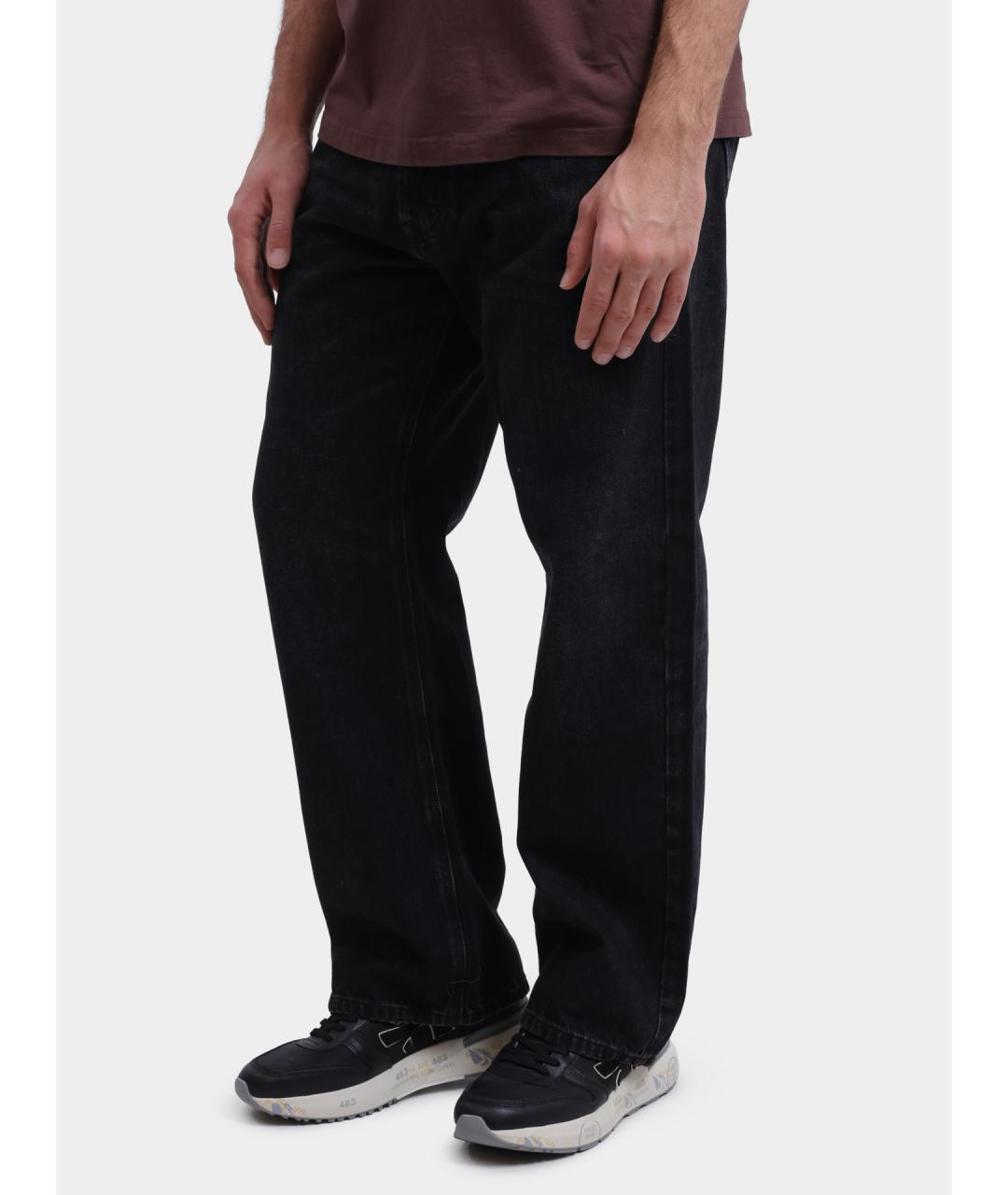 DIESEL Черные хлопковые прямые джинсы, фото 3
